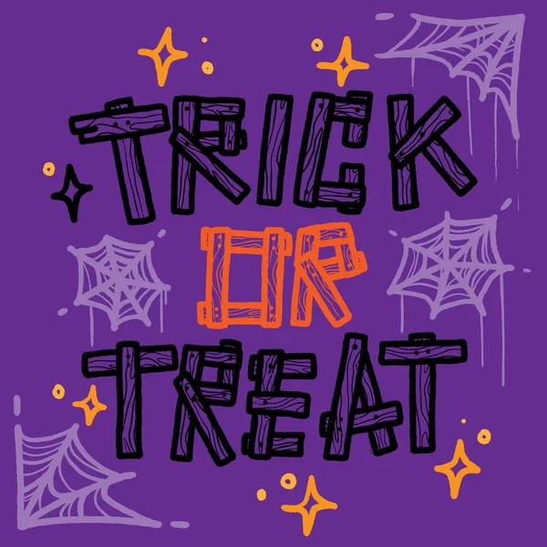 Textový Trik Nebo Dárek Pro Halloween Den Plakát Reklamy Ručně — Stockový vektor