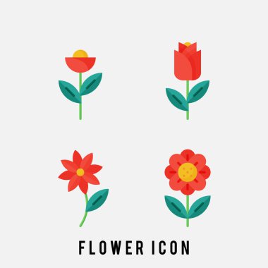 Çiçek simgesi seti. Lale, gül. Düz dizaynlı çiçek ikonu seti. İnce çizgi tarzı. Çiçek bitkisi ikonu. ui ve ux, websitesi veya mobil uygulama için dini bayramın basit satır vektör ögeleri.