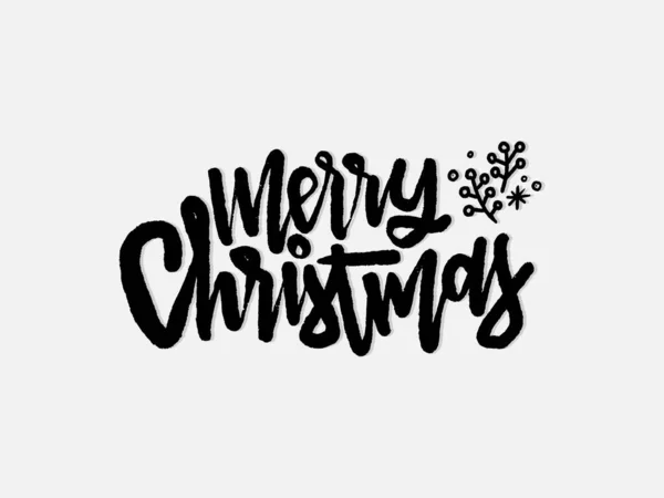 圣诞快乐 白色背景上孤立的手写字体 社交网络 卡片的矢量模板 — 图库矢量图片
