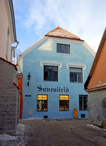 Tallinn Capital Estónia Belo Edifício Azul Tallinn Edifício Abriga Uma — Fotografia de Stock