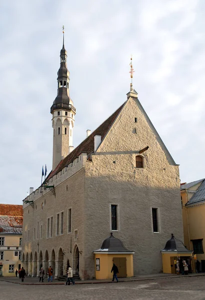 Tallin Capital Estonia Ayuntamiento Tallin Plaza Del Ayuntamiento Raekoja Platz — Foto de Stock