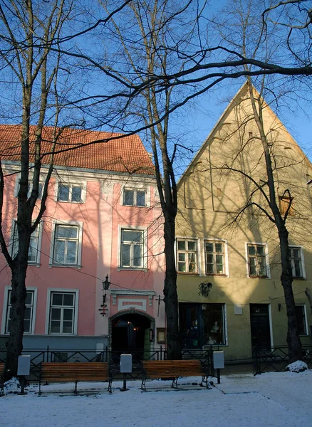 Tallinn Capital City Estonia Colorful Old Buildings Central Tallinn Architecture — Stock Photo, Image