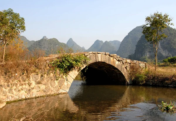 Сцени Вздовж Річки Юлунг Поблизу Яншуо Провінція Гуансі Китай Старий — стокове фото