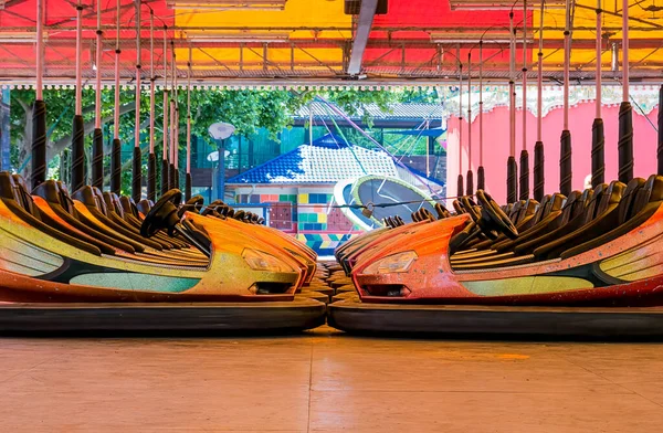 Dusty Colored Electric Bumper Cars Dodgem Cars Parked — Stock Photo, Image