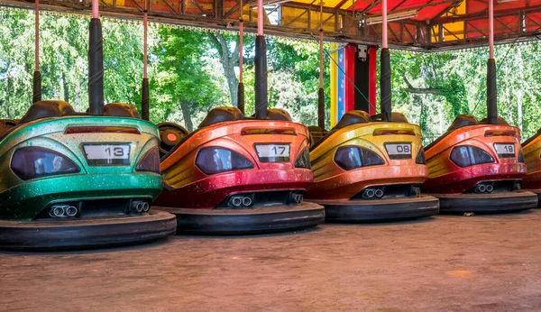 Colored Electric Bumper Cars Dodgem Cars Parked — Stock Photo, Image