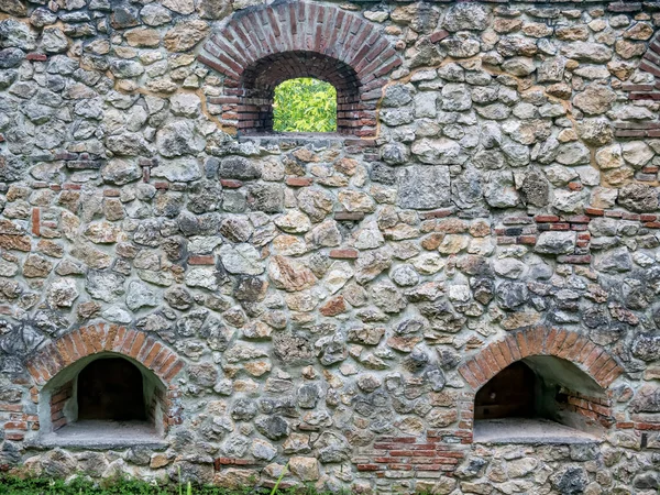 Mauer Aus Großen Steinen Einer Alten Mittelalterlichen Festung Brasov Rumänien — Stockfoto