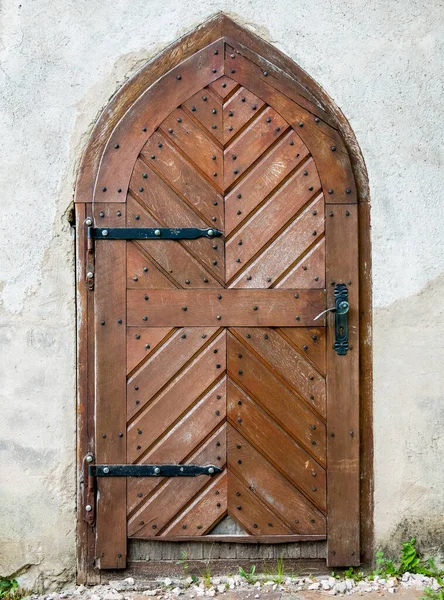 Puerta Antiguo Buliding Medieval Puerta Madera Cerrada —  Fotos de Stock