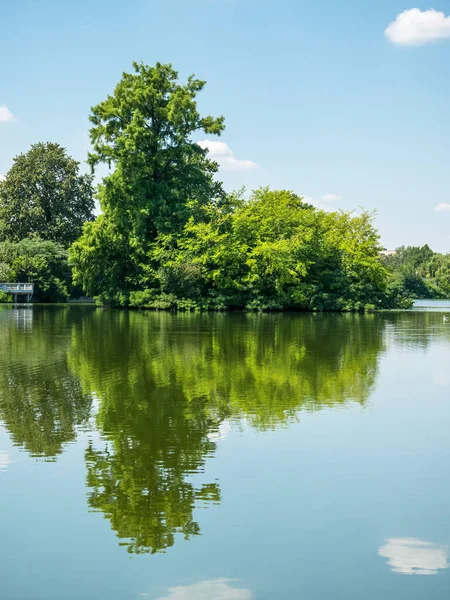 Vista Lago Mogosoaia Localizado Perto Bucareste Romênia Paisagem Natureza Com — Fotografia de Stock