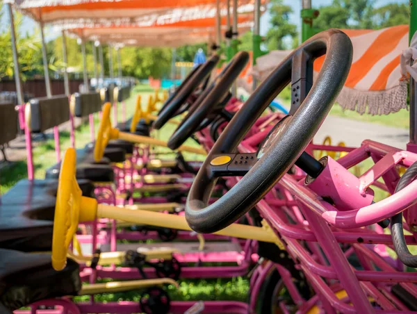 Close Wheel Cart Tourist Carts Pedals Aligned — Stock Photo, Image
