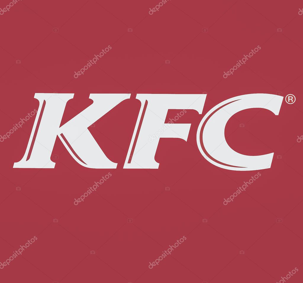 Bucharest/Romania - 09.19.2020: KFC restaurant and fast food logo sign board