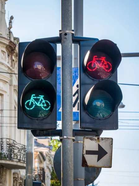 Traffic Lights Bikes Stoplight Bicycles Bucharest Romania — Stock Photo, Image