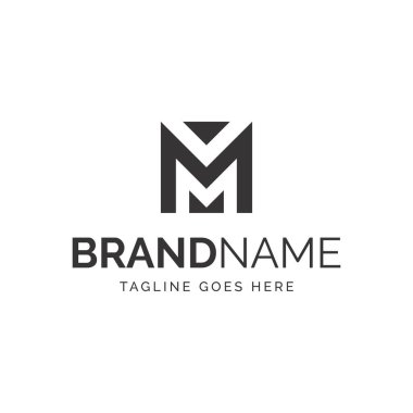 Geometrik M harfi logosu, vektör tasarımı, tamamen düzenlenebilir.