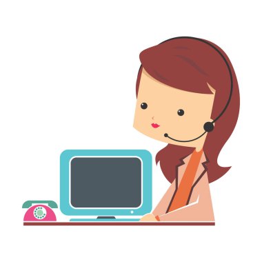 Resepsiyon görevlisi kadın, vektör tasarımı, tamamen düzenlenebilir.