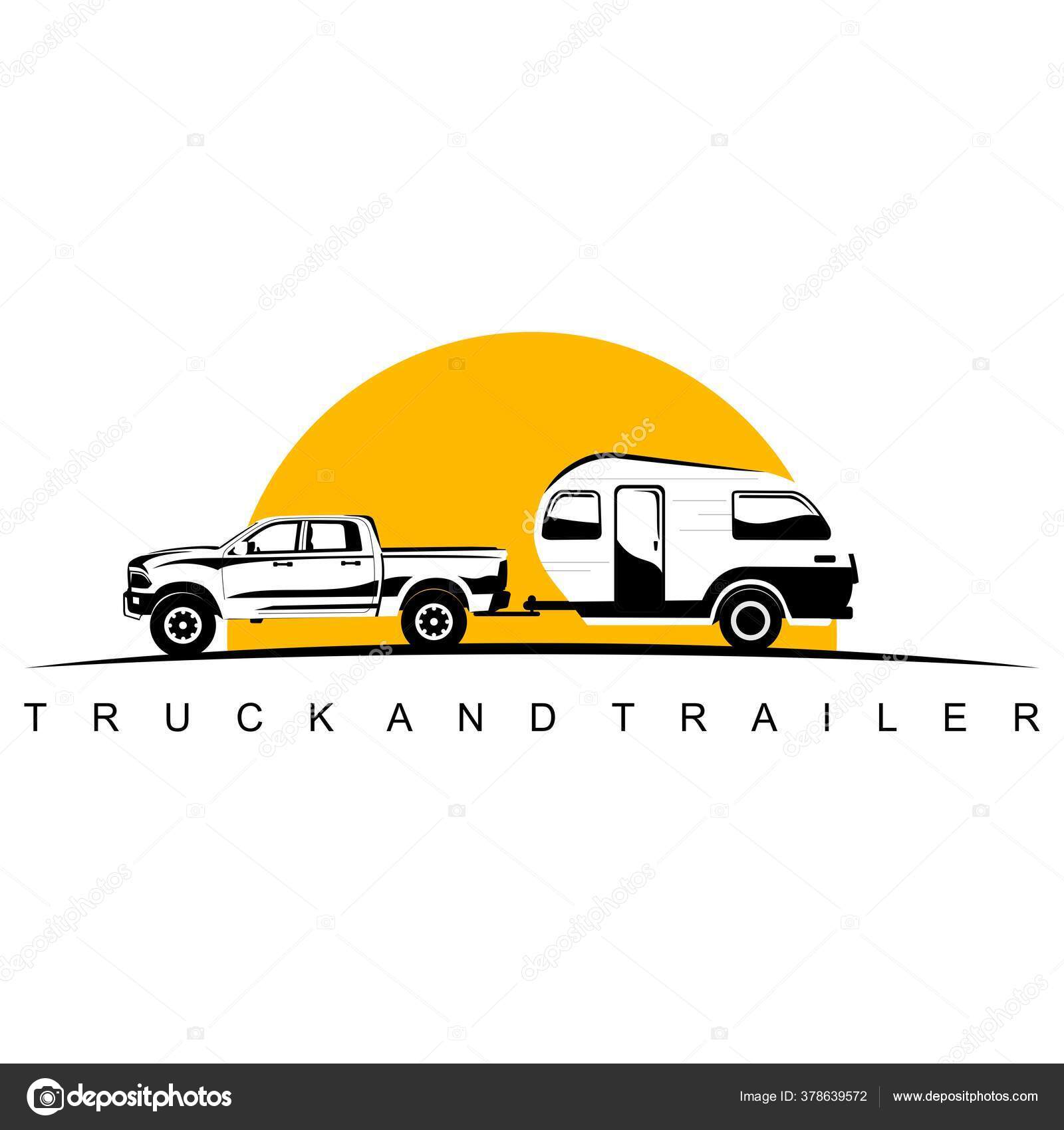 Truck Trailer Caravan Logo Design Vector Stock Vector C Bojoanyart 378639572