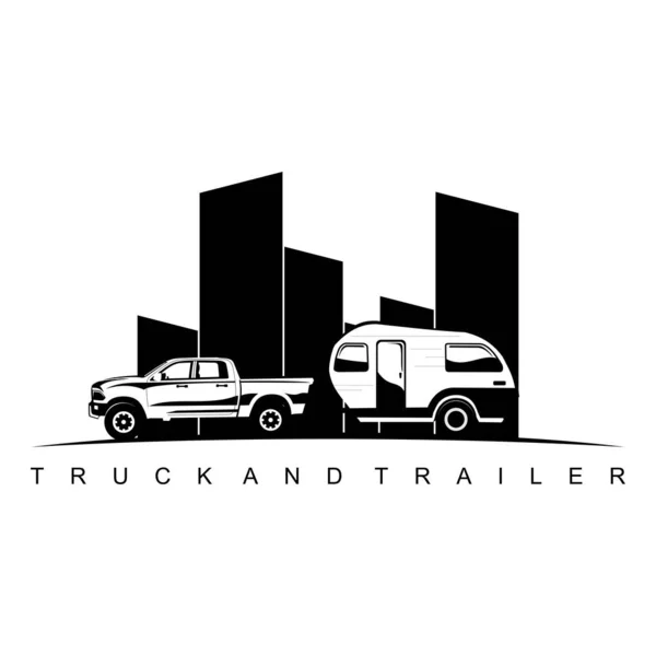 Caminhão Reboque Caravana Logotipo Design Vector —  Vetores de Stock