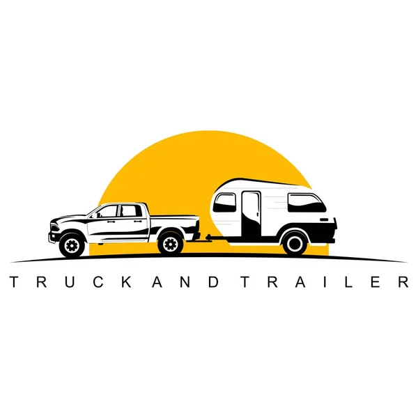 トラックやトレーラーのキャラバンのロゴデザインベクトル — ストックベクタ