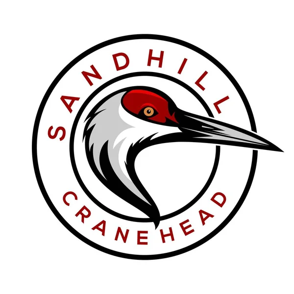 Sandhill Grue Tête Logo Design Vecteur — Image vectorielle