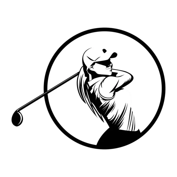 Golf oyuncusu simgesi logo illüstrasyon vektörü