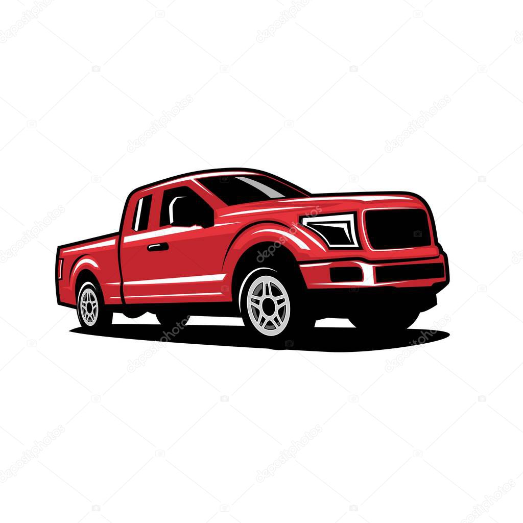Pick up truck logo design vector