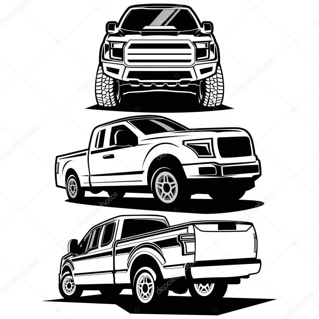 Pick up truck logo design vector