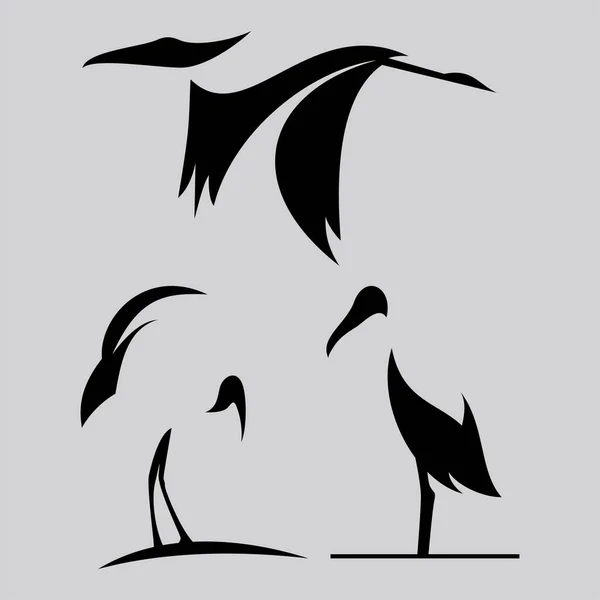 Bois Stork Bird Logo Icon Design Vector — Image vectorielle