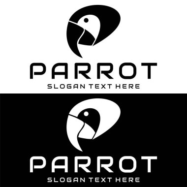 Papağan kuşları logo tasarımı ikon vektörü