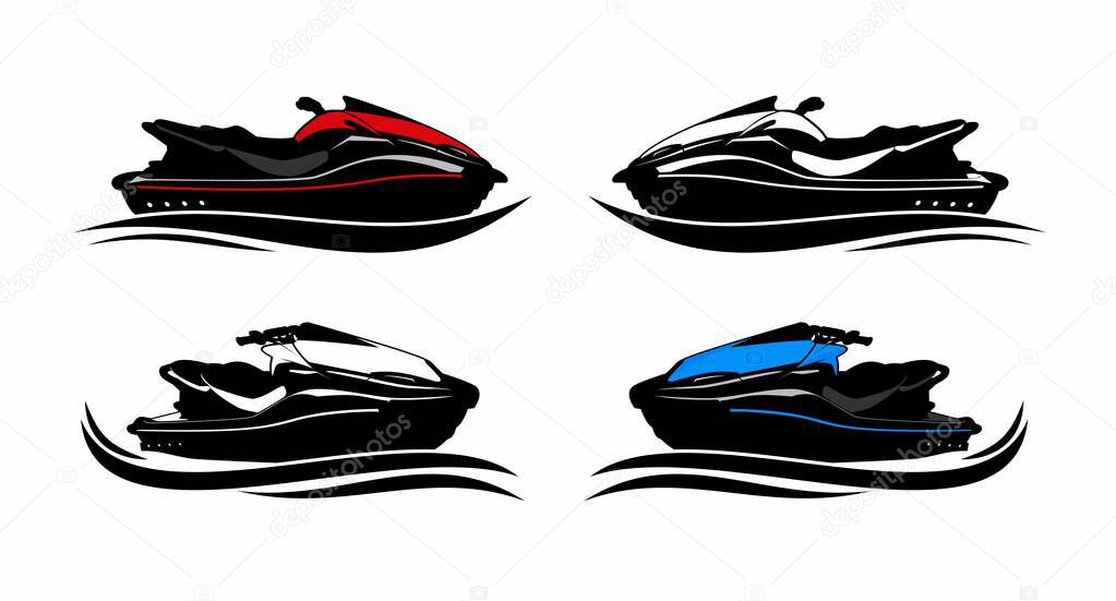 Boat speed logo design icon vector set