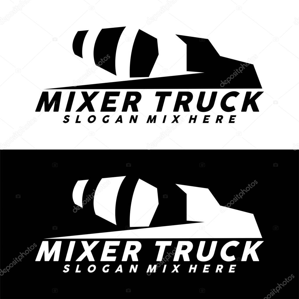 Mixer truck silhouette logo design with slogan space for construction