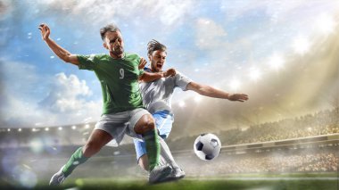Futbol oyuncuları gün grand Stadyumu arka plan panorama eylem içinde