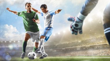 Futbol oyuncuları gün grand Stadyumu arka plan panorama eylem içinde