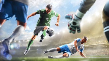 Futbol oyuncuları gün grand Stadyumu arka plan panorama eylem içinde