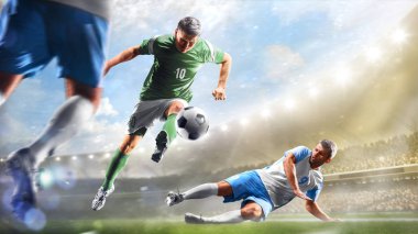 Futbol oyuncuları gün grand Stadyumu arka plan panorama eylem içinde