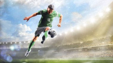 Futbol oyuncuları gün grand Stadyumu arka plan panorama eylem içinde