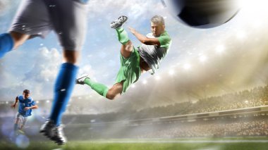 Futbol oyuncuları gün grand Stadyumu arka plan panorama eylem içinde