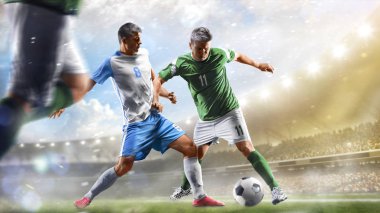 Futbol oyuncuları gün grand Stadyumu arka plan panorama eylem içinde
