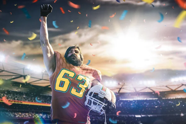 American football sportsman player on stadium in action — Stock Photo, Image