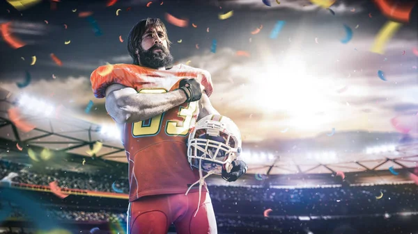 American football sportsman player on stadium in action — Stock Photo, Image