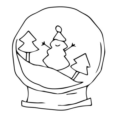 Cam kâse görüntüsü olan bir vektör çizimi. El yapımı Xmas çizimleri. Bayram tebrik kartı, hediye etiketi, etiket, etiket, pankart için modern tasarım öğeleri. Kış ve Yeni Yıl siyah özet simgeleri.