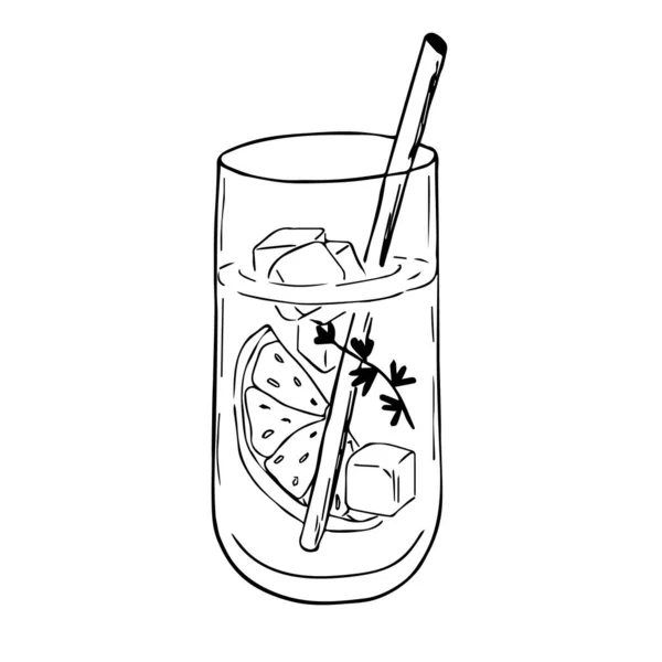 Desenho Feito Mão Rabiscos Cocktails Alcoólicos Ilustração Vetorial Coquetel Com —  Vetores de Stock