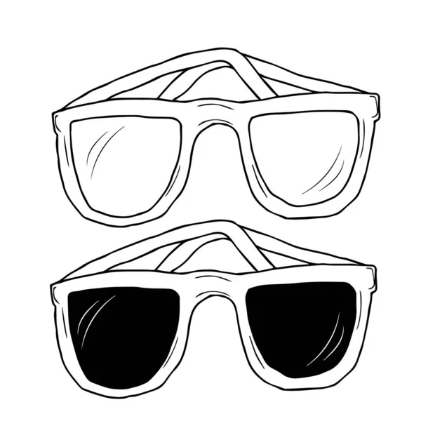 Güneş Gözlüklerinin Vektör Seti Çizimi Karalama Stili Moda Malzemeleri Elle — Stok Vektör