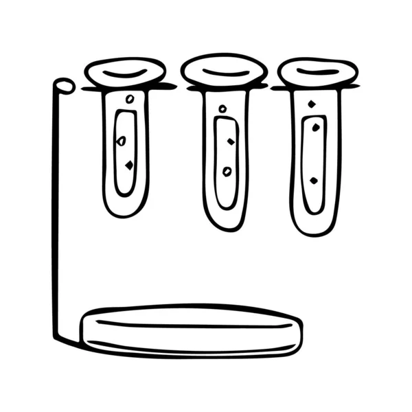 实验室设备的黑白轮廓涂鸦风格 教育理念与现实的实验室试管和草图科学符号矢量图解 手绘幼稚化学和科学 — 图库矢量图片