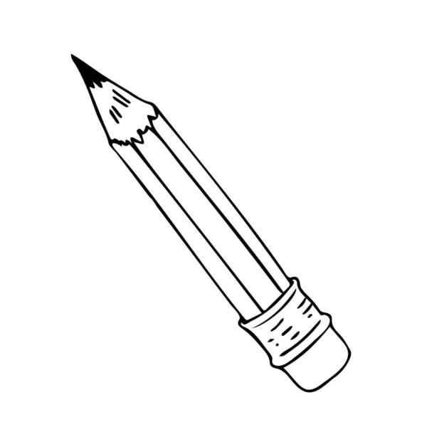 Desenho Lápis Vetorial Estilo Doodle Material Escritório Para Aprender Escola — Vetor de Stock