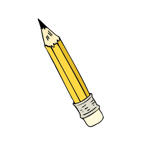 Croquis Vectoriel Crayon Dans Style Doodle Fournitures Bureau Pour Apprentissage — Image vectorielle