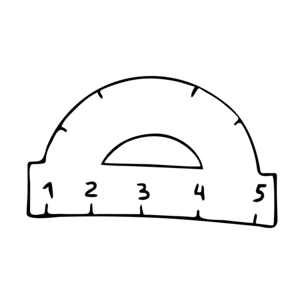 Winkellineal Werkzeugzeichnung Doodle Stil Vektorillustration Der Einzige Punkt Zurück Die — Stockvektor