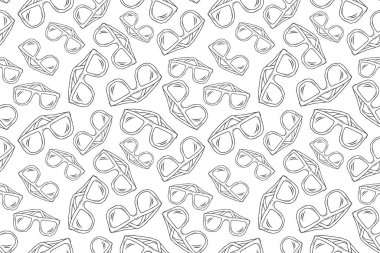 Elle çizilmiş gözlüklü, kusursuz bir desen. Gözlüklü yaratıcı bir arka plan. Güzel tasarım elementleri, parmak izi ve desen için mükemmel. Moda arkaplanı minimal tasarım.