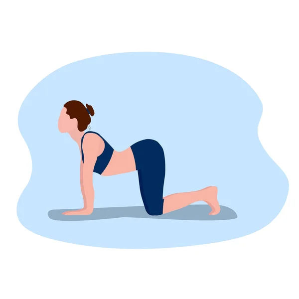 Yoga Pozisyonunda Bir Kadın Aktif Sağlıklı Bir Yaşam Tarzı Fikri — Stok Vektör