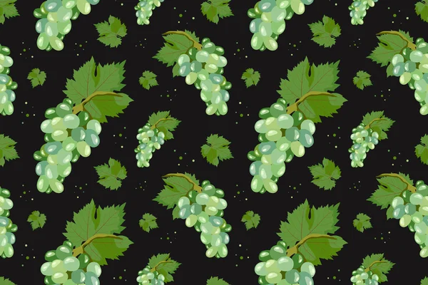 Векторный бесшовный узор с виноградом и листьями. Дизайн меню, упаковка вина и сока, книга рецептов, ткани, этикетки, ткани, текстиль — стоковый вектор
