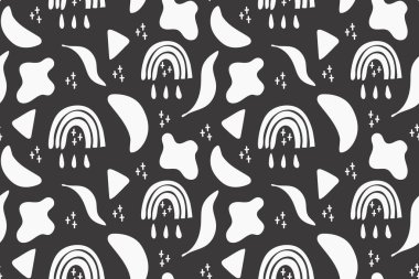 Farklı soyut şekil ve dokulara sahip vektörsüz arkaplan deseni. Sanatsal evrensel arka plan. Poster, kart, davetiye, başlık, kapak, ilan, broşür ve daha fazlası için tasarım