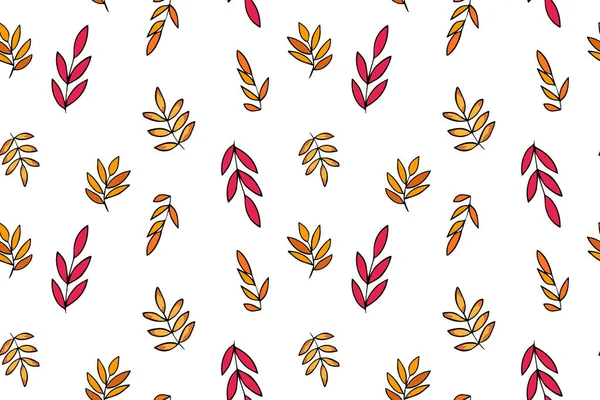 Seamless pattern with colorful autumn rowan leaves in orange, beige, brown colors. Perfect for Wallpaper, gift paper, drawing fill, web page background, autumn greeting cards. Vector illustration — Stock Vector