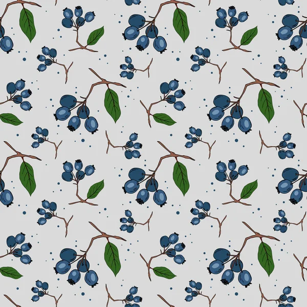 Seamless Pattern Branches Blueberries White Background Perfect Wallpaper Wrapping Paper — Stock Vector